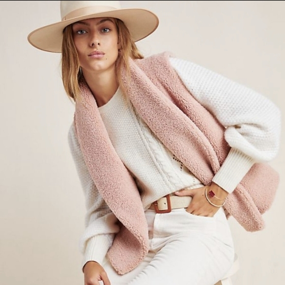 Anthropologie Norla Rhodes Sherpa Vest Pink M/L